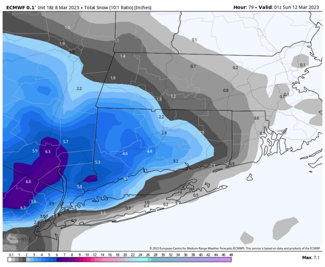 Friday-Saturday Light Snowfall Euro-18Z